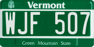 VT license plate WJF507