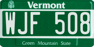 VT license plate WJF508
