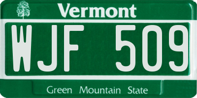 VT license plate WJF509