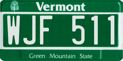 VT license plate WJF511