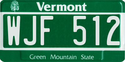 VT license plate WJF512