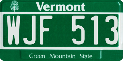 VT license plate WJF513