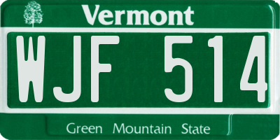 VT license plate WJF514