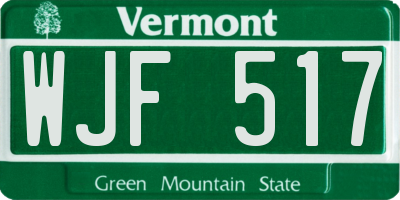 VT license plate WJF517