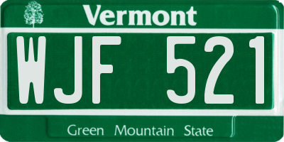 VT license plate WJF521