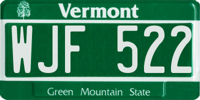 VT license plate WJF522
