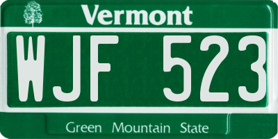 VT license plate WJF523