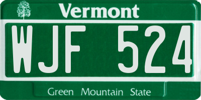 VT license plate WJF524