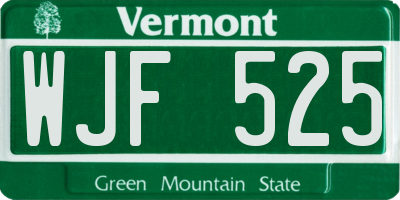 VT license plate WJF525