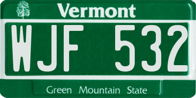 VT license plate WJF532