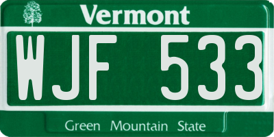 VT license plate WJF533