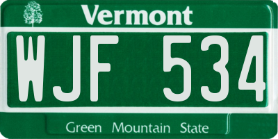 VT license plate WJF534