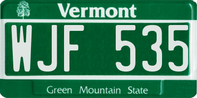 VT license plate WJF535
