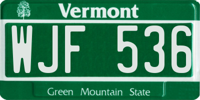 VT license plate WJF536