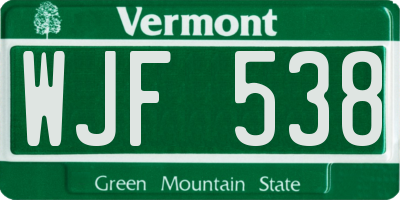 VT license plate WJF538