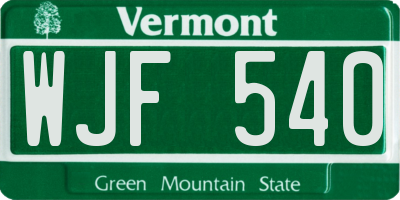 VT license plate WJF540