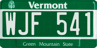 VT license plate WJF541