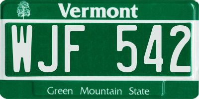 VT license plate WJF542