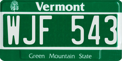 VT license plate WJF543
