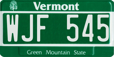 VT license plate WJF545