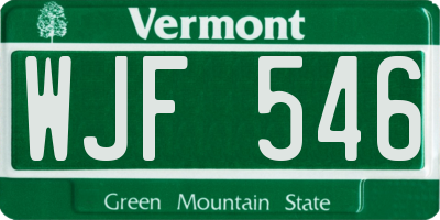 VT license plate WJF546