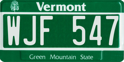 VT license plate WJF547