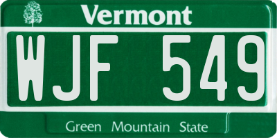 VT license plate WJF549