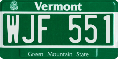 VT license plate WJF551