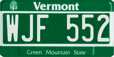 VT license plate WJF552