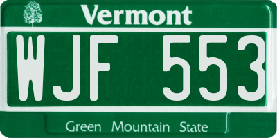 VT license plate WJF553