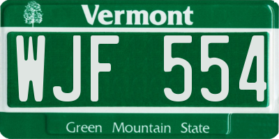 VT license plate WJF554