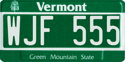 VT license plate WJF555