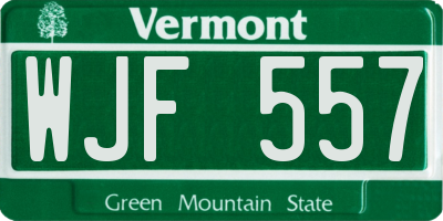 VT license plate WJF557