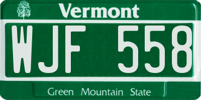 VT license plate WJF558
