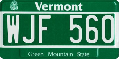 VT license plate WJF560