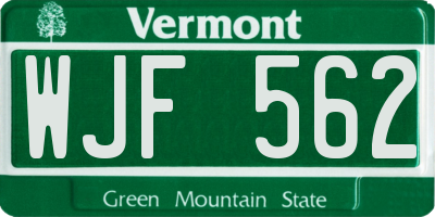 VT license plate WJF562