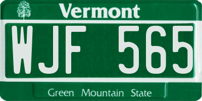VT license plate WJF565