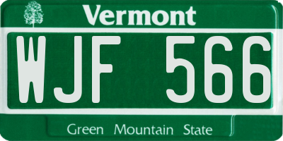VT license plate WJF566