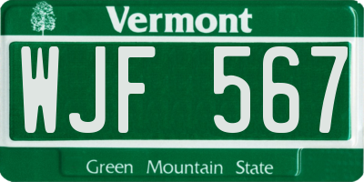 VT license plate WJF567