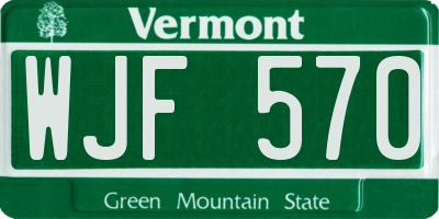 VT license plate WJF570