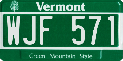 VT license plate WJF571
