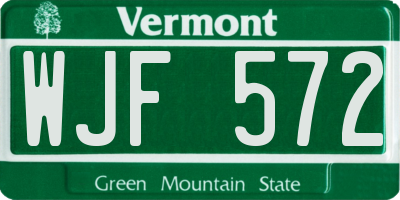 VT license plate WJF572