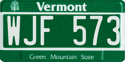 VT license plate WJF573