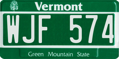 VT license plate WJF574