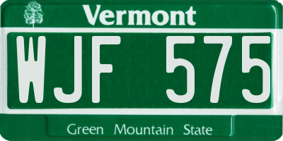 VT license plate WJF575