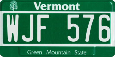 VT license plate WJF576