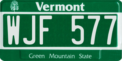 VT license plate WJF577