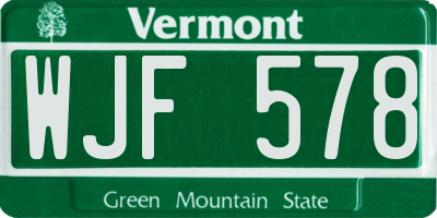 VT license plate WJF578