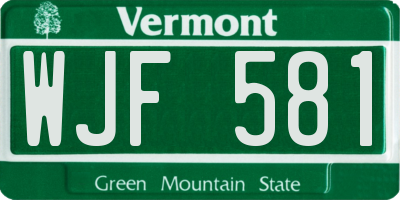 VT license plate WJF581