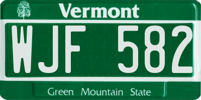 VT license plate WJF582